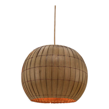 Mid-century wooden veneer pendant, uluv, 1960s