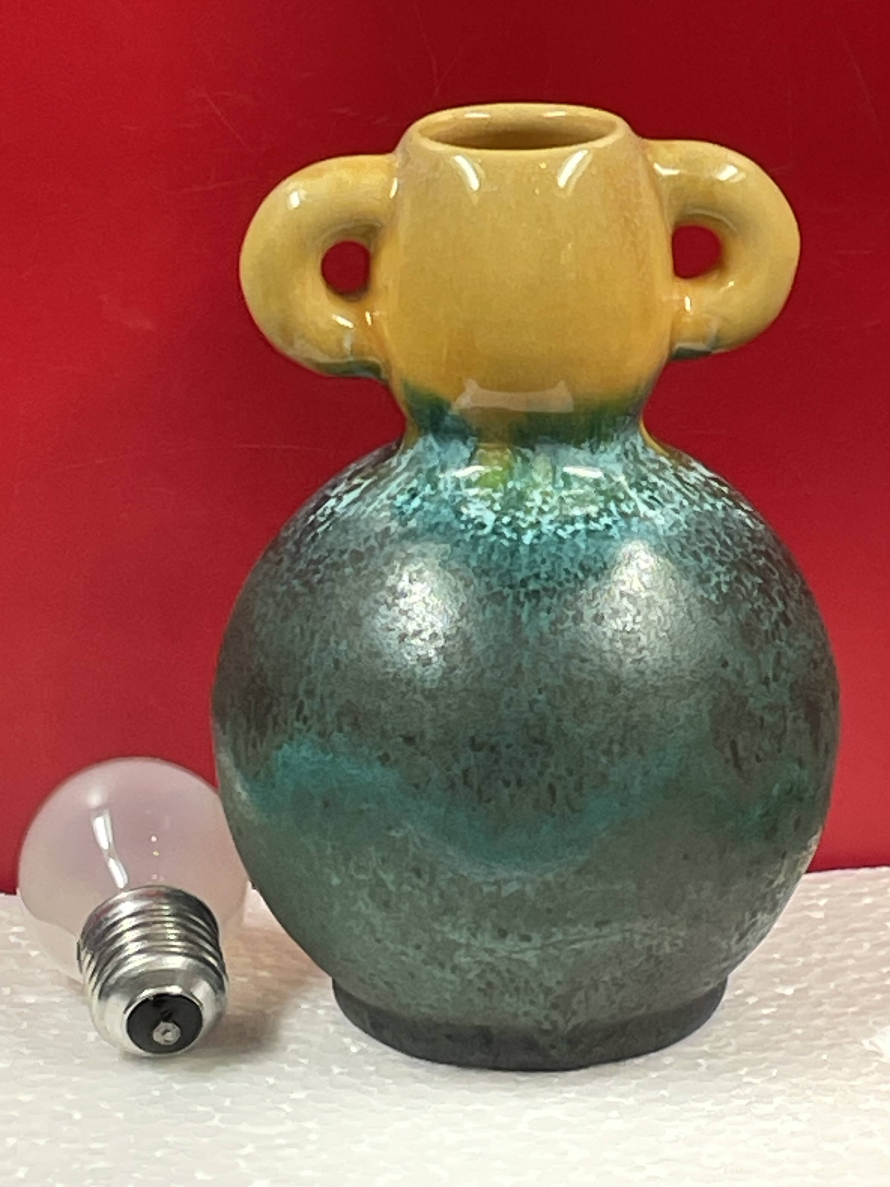 Accolay ear vase Ceramic Turquoise Blue & yellow 17 cm