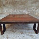 Industrial coffee table pallet table steel cinnamon brown