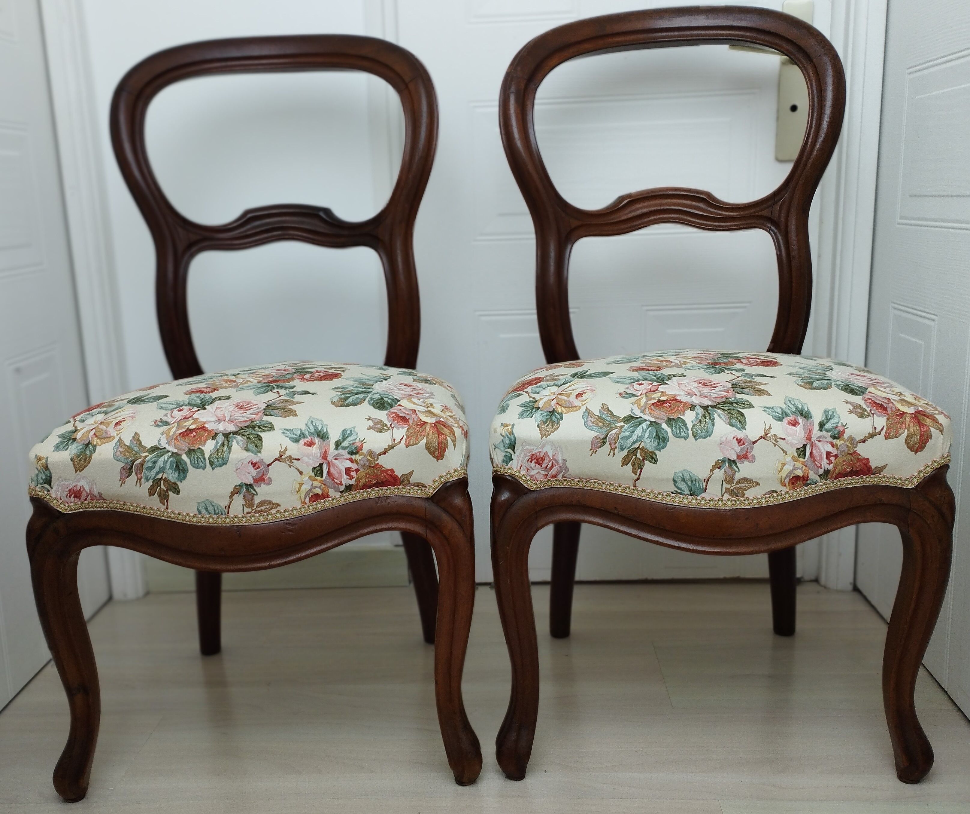 Pair of chairs Louis Philippe fabric seat
