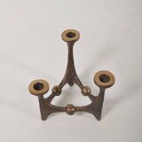 Brutalist candlestick in bronze by Michael Harjes, 1960s