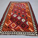 Vintage Persian Qasgai Kilim 270x163 cm Wool Kelim Rug Large Red, Black, Colorful