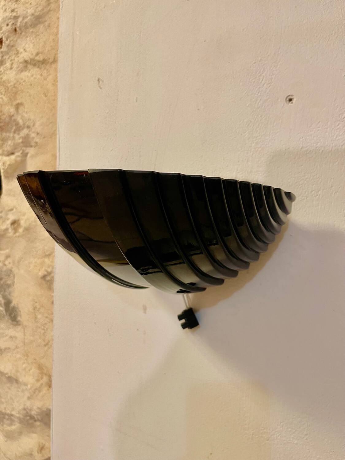 Black Vetri Sign Murano glass wall lamp PAIR, Italy 1990s