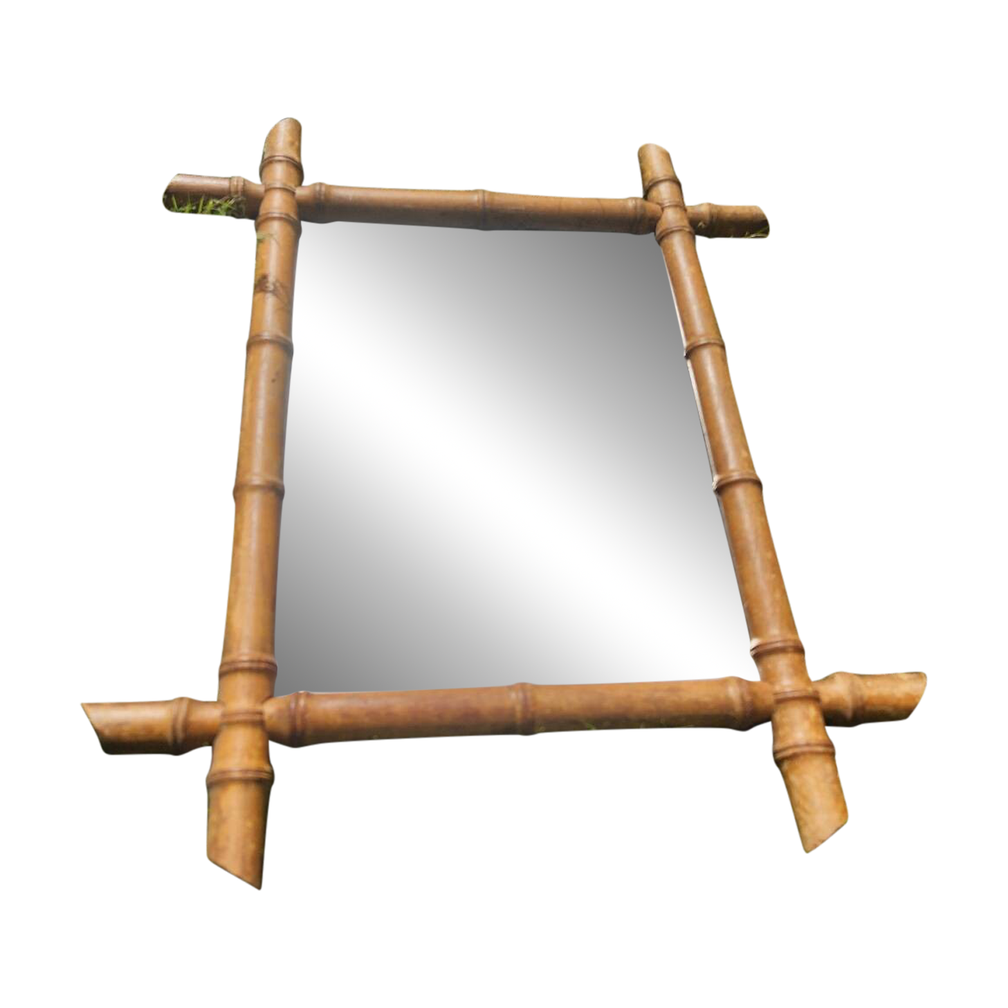 Antique turned wooden mirror