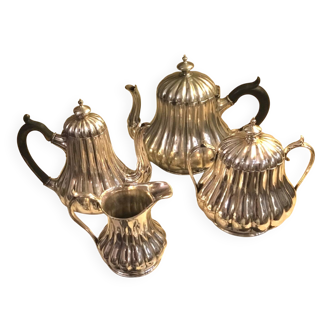Sheffield 4-piece silver-plated metal tea and coffee set