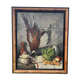 Oil on canvas framed The pheasant R. Tanguy 73 X 60 cm