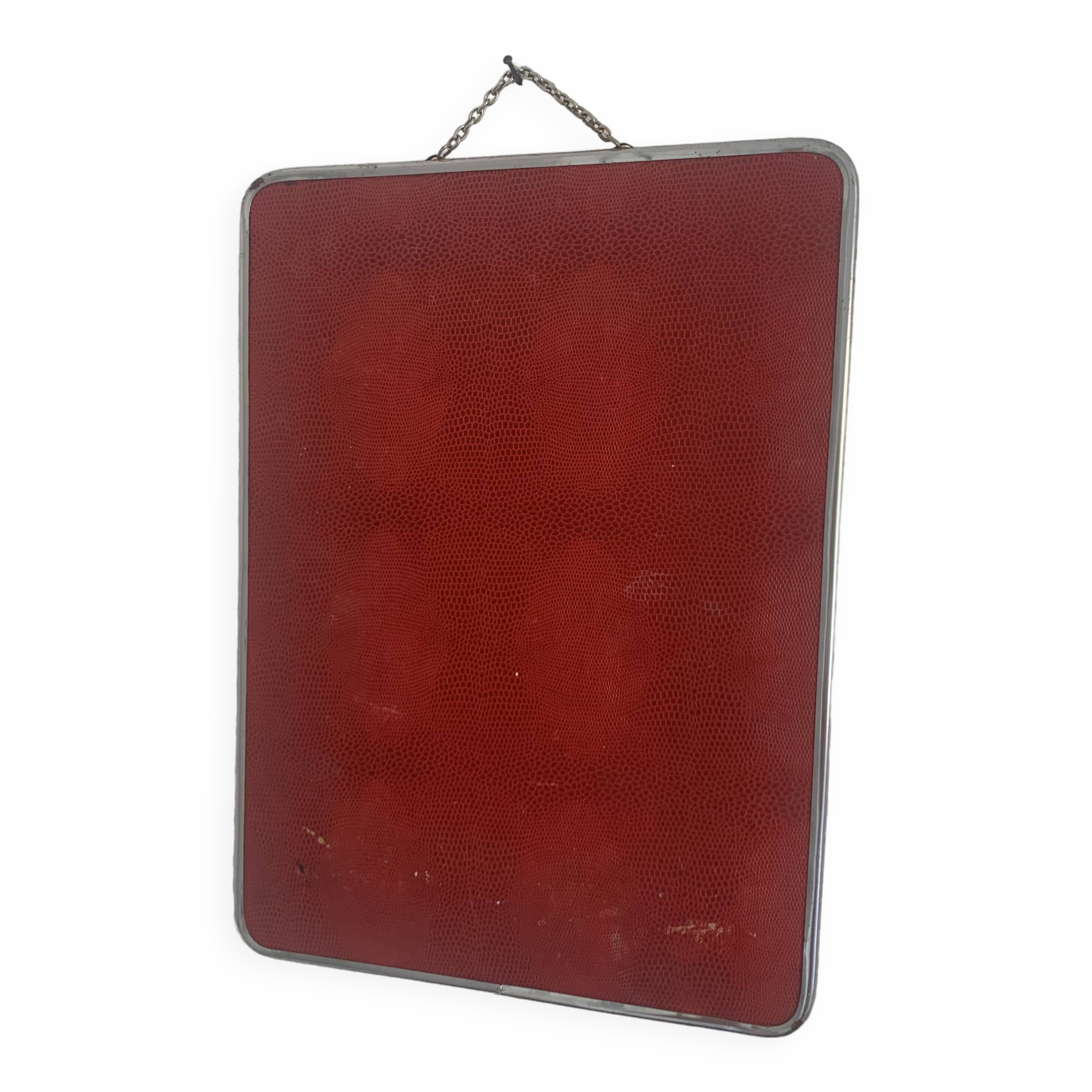 Vintage 1960 ponceau red barber mirror - 39 x 29 cm