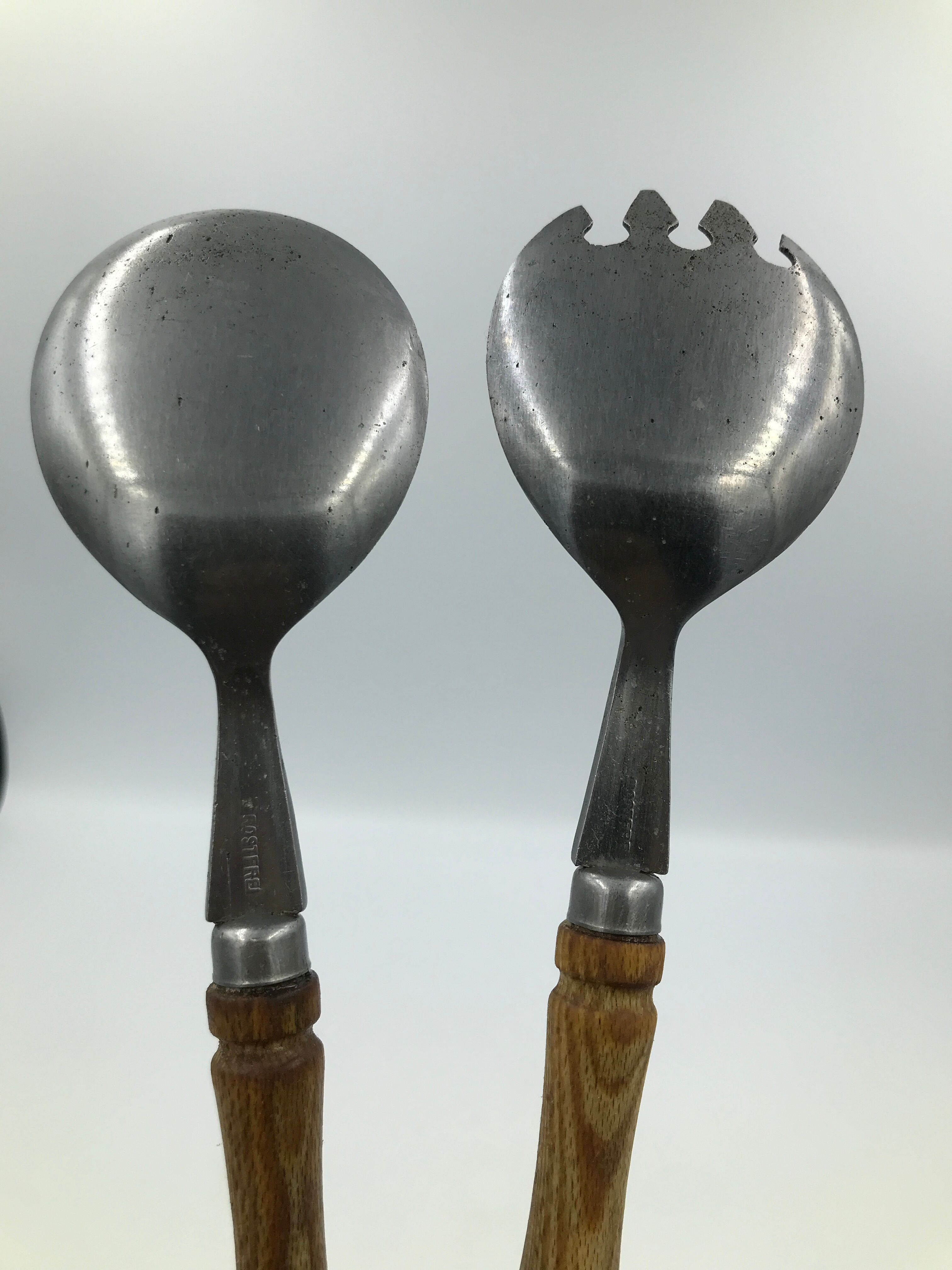 Old vintage wooden salad cutlery