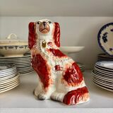 Staffordshire porcelain King Charles Cavalier dog in red, number 1, 19th century.