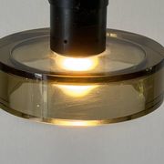 Flush mount in glass and yellow-brown metal by Seguso, 1950s, Italy.