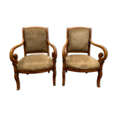 Paire de fauteuils de style Empire en hetre teinté xx siècle
