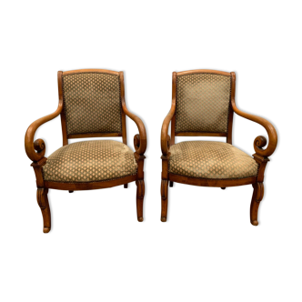 Paire de fauteuils de style Empire en hetre teinté xx siècle