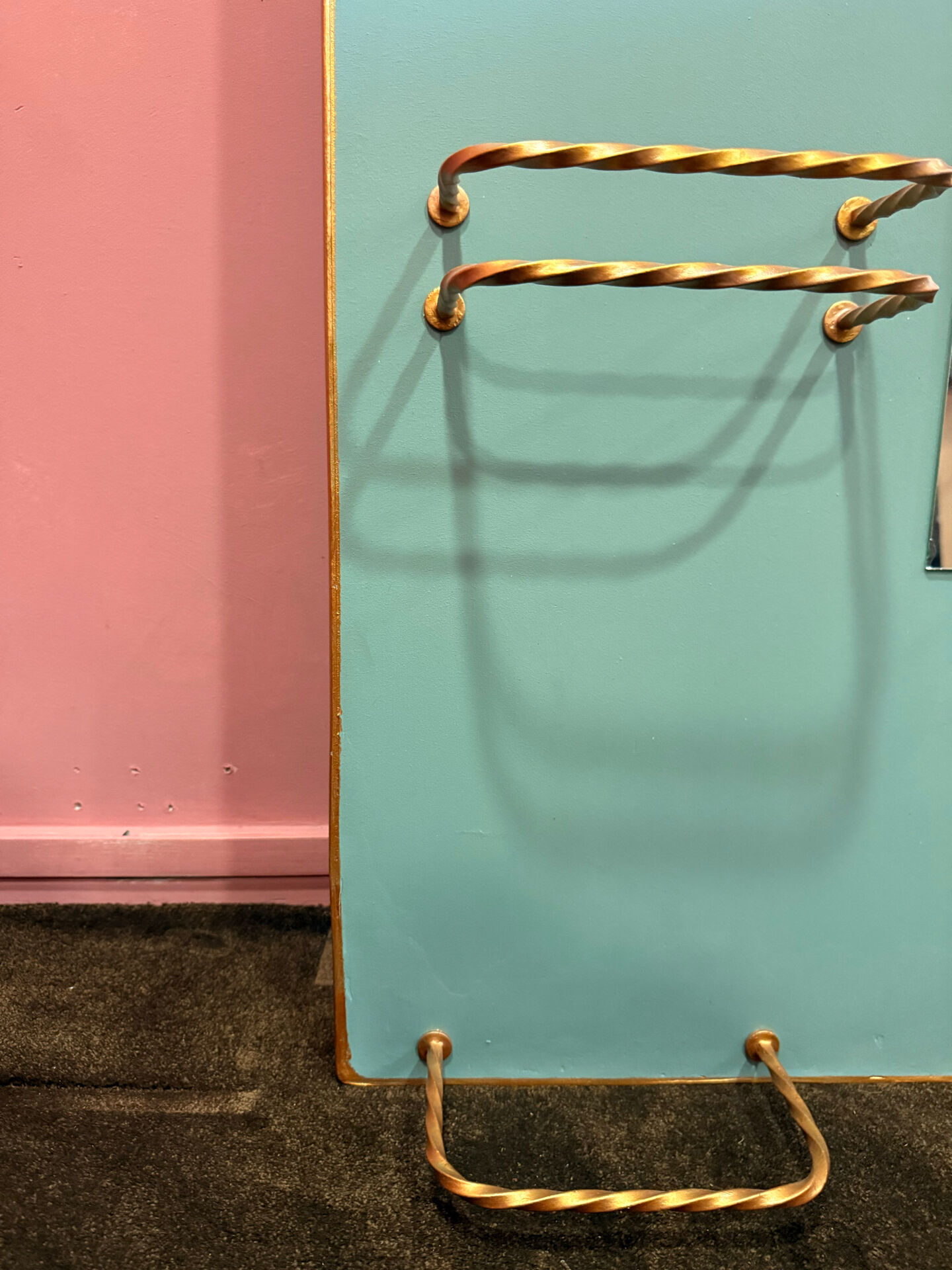 Large vintage entrance wardrobe, wall-mounted coat rack with mirror and p