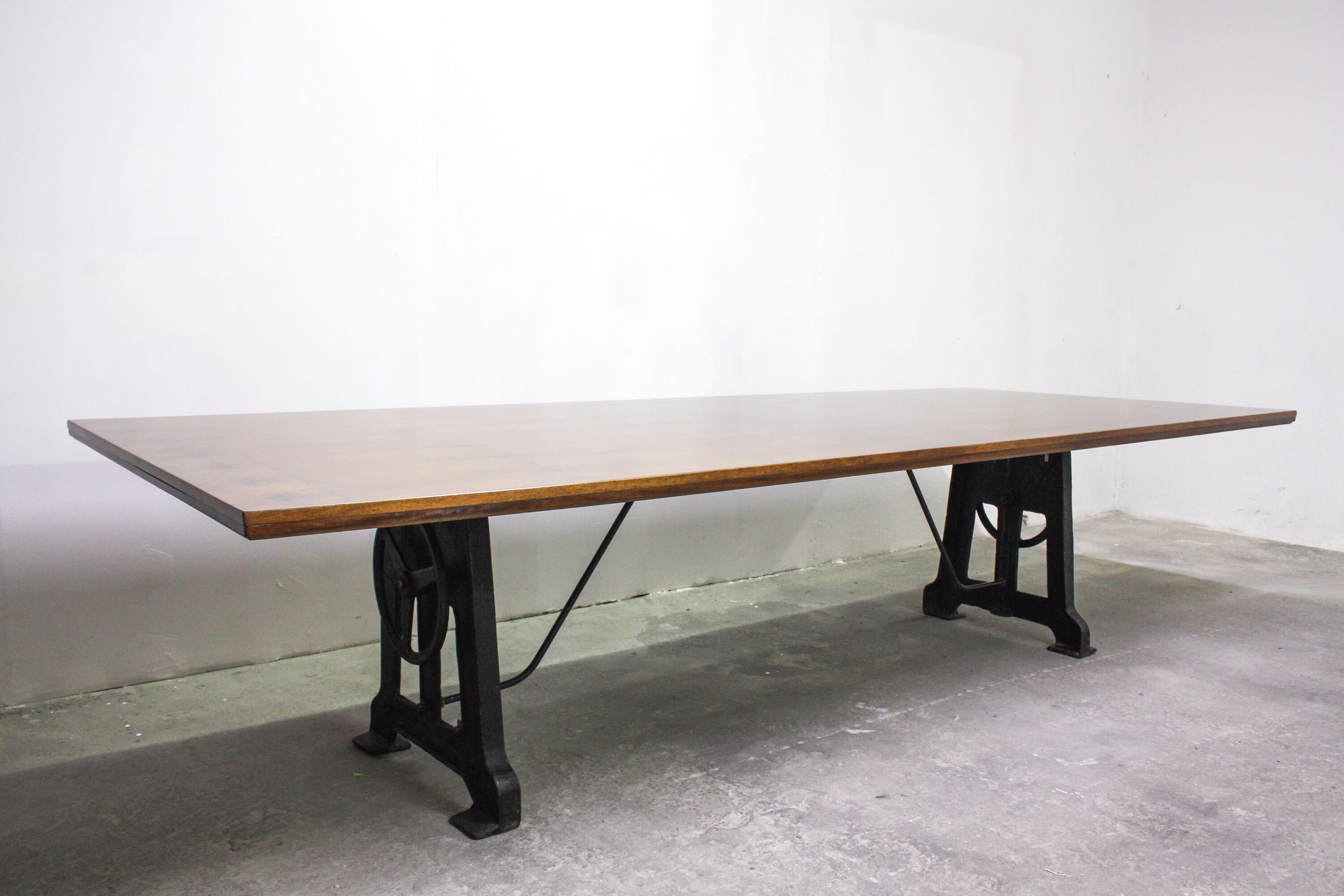 Walnut industrial table, 1950s