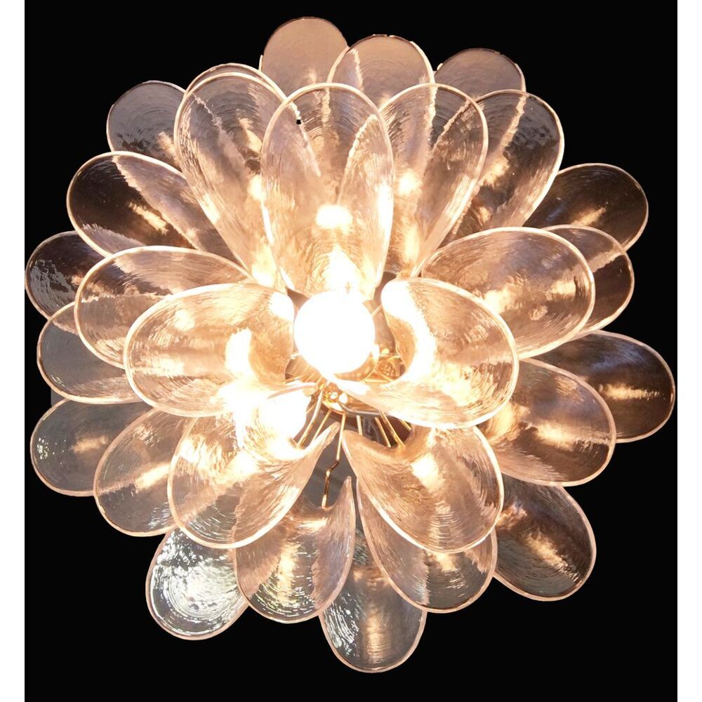 Clear “selle” murano glass chandelier d50