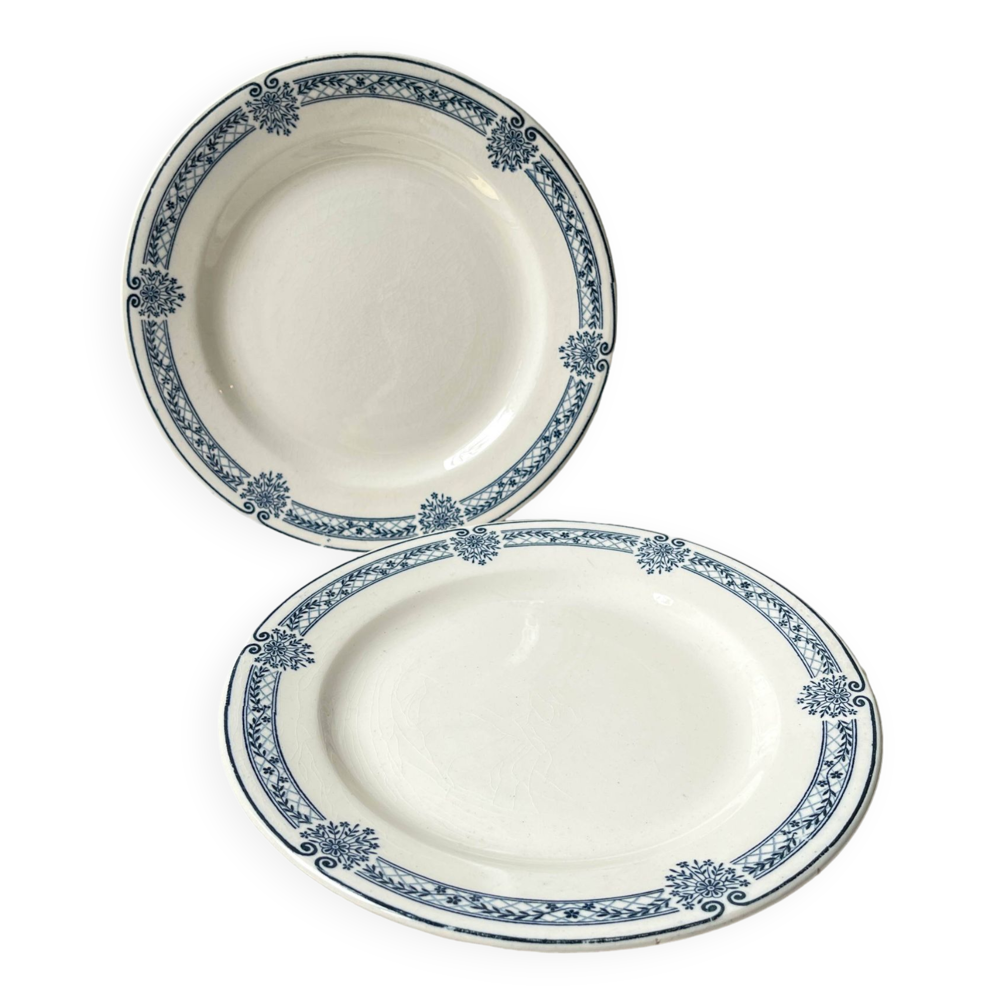 Vintage pedestal dish Blue iron earth Salins model Arbois Ennege