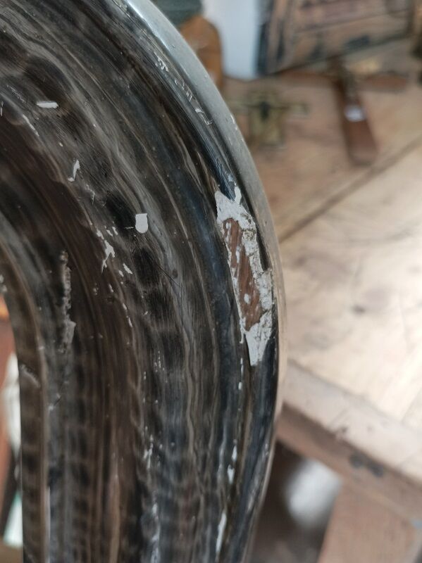 Wooden frame mirror patinated black plaster