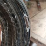 Wooden frame mirror patinated black plaster