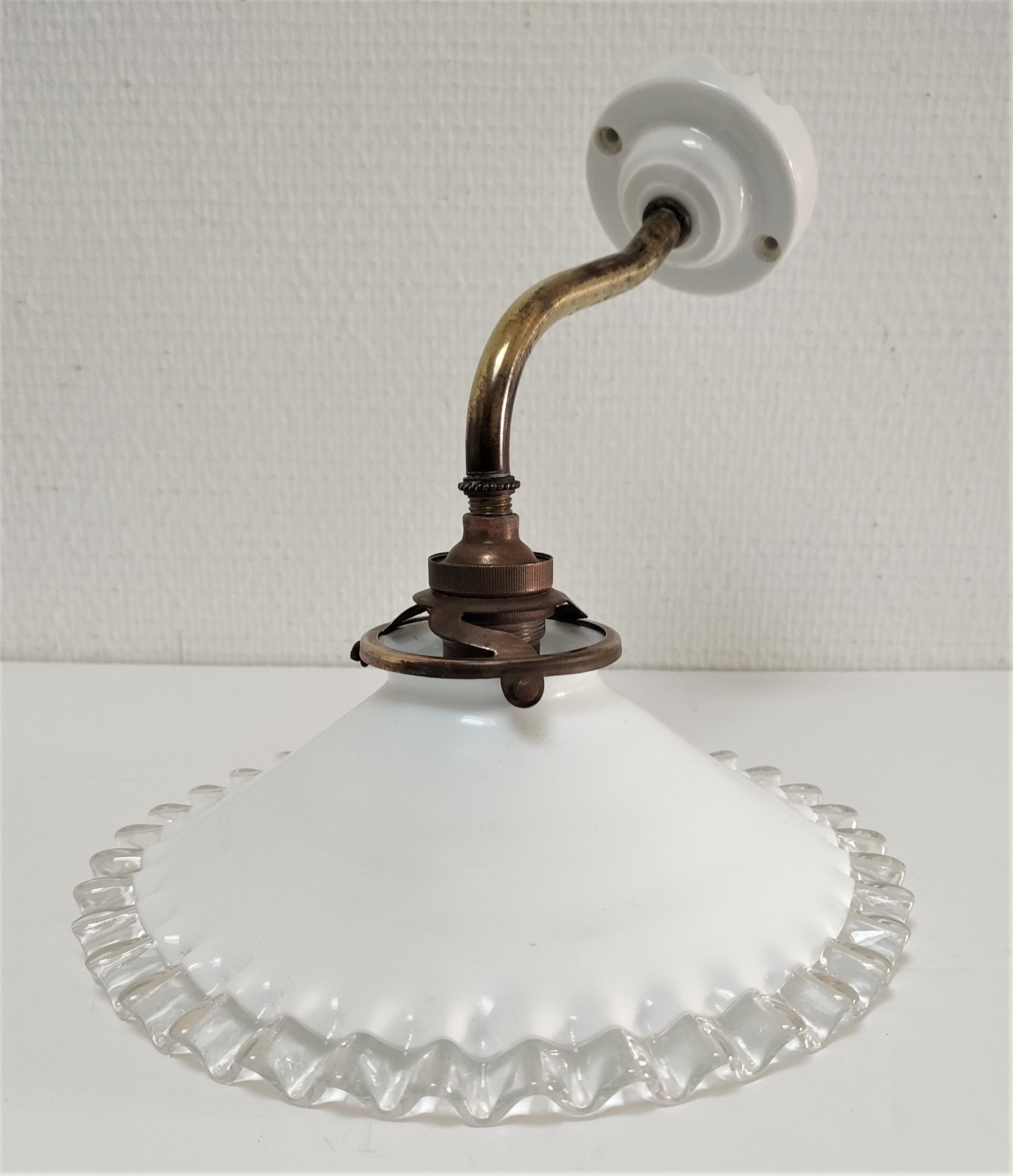 Opaline porcelain brass wall lamp early twentieth century
