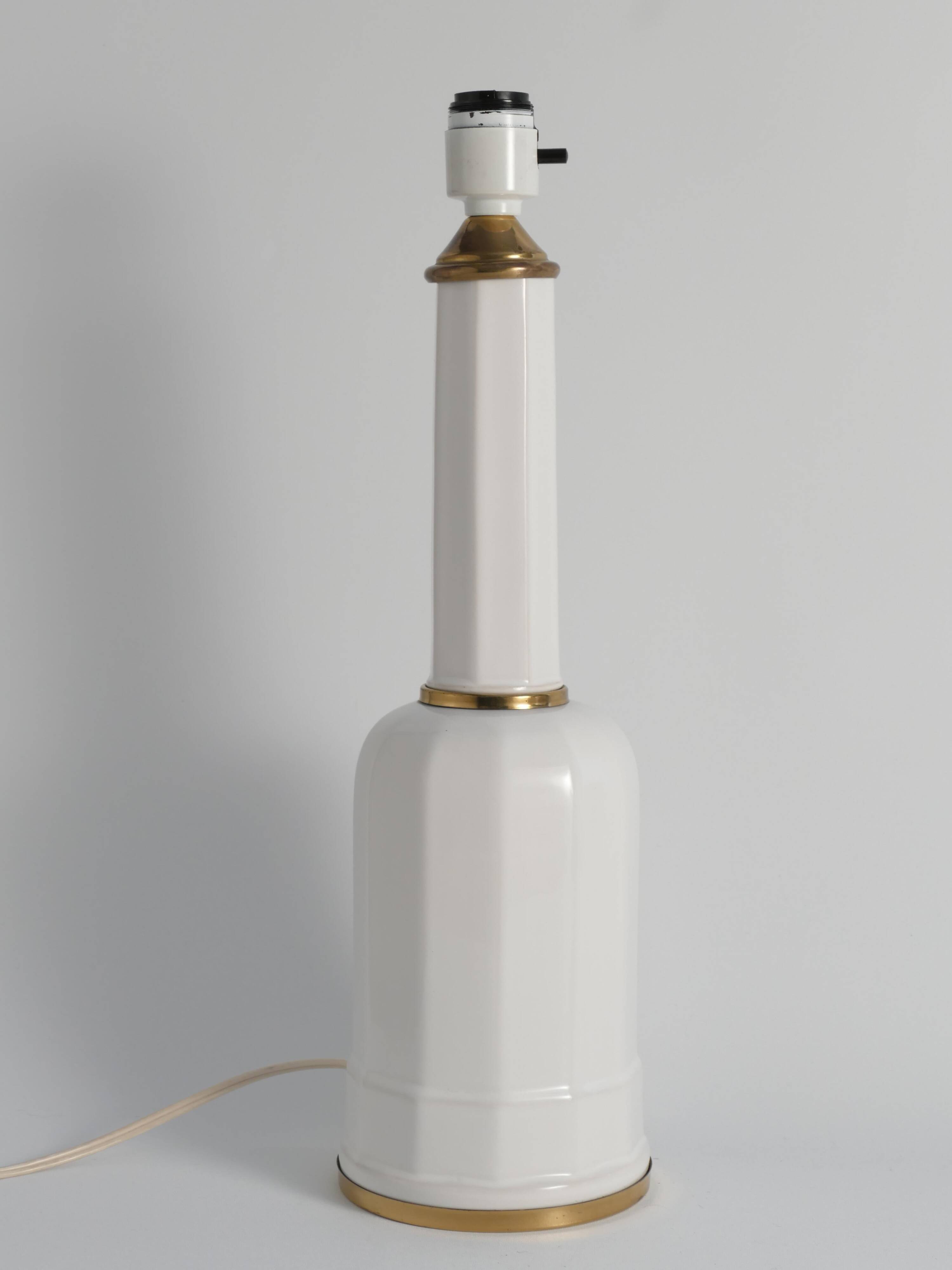 White Opaline Glass & Brass Heiberg Table Lamp, Denmark, Mid-19th century