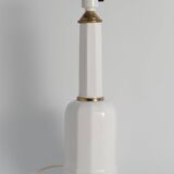 White Opaline Glass & Brass Heiberg Table Lamp, Denmark, Mid-19th century