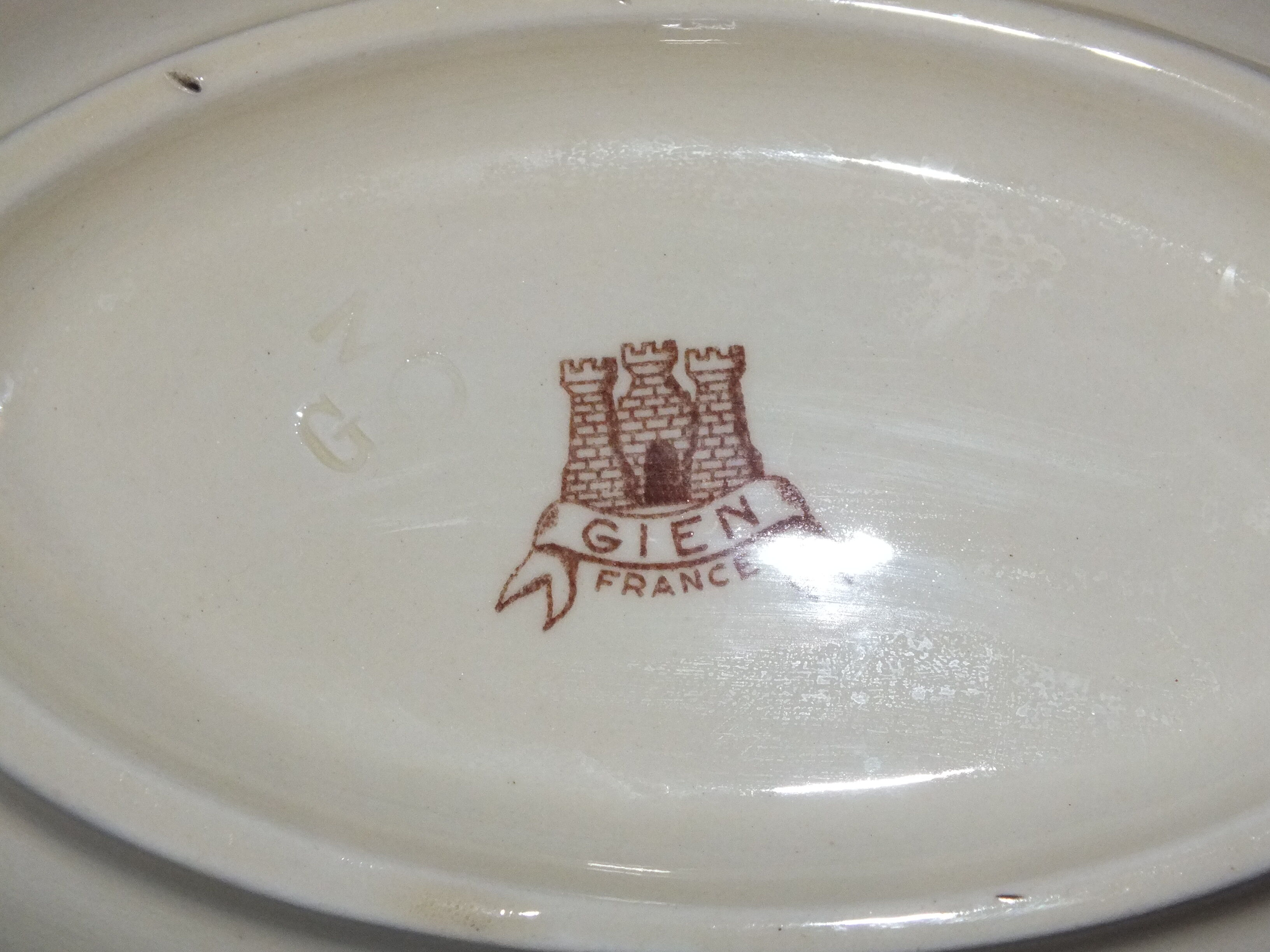 Pair of ravines Gien foliage decoration