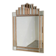 Art Deco style peach & clear bevelled mirror with brass frame, 1980s