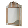 Art Deco style peach & clear bevelled mirror with brass frame, 1980s