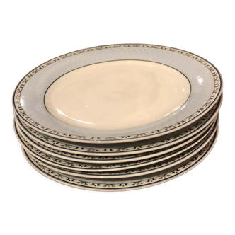 6 assiettes plates en porcelaine