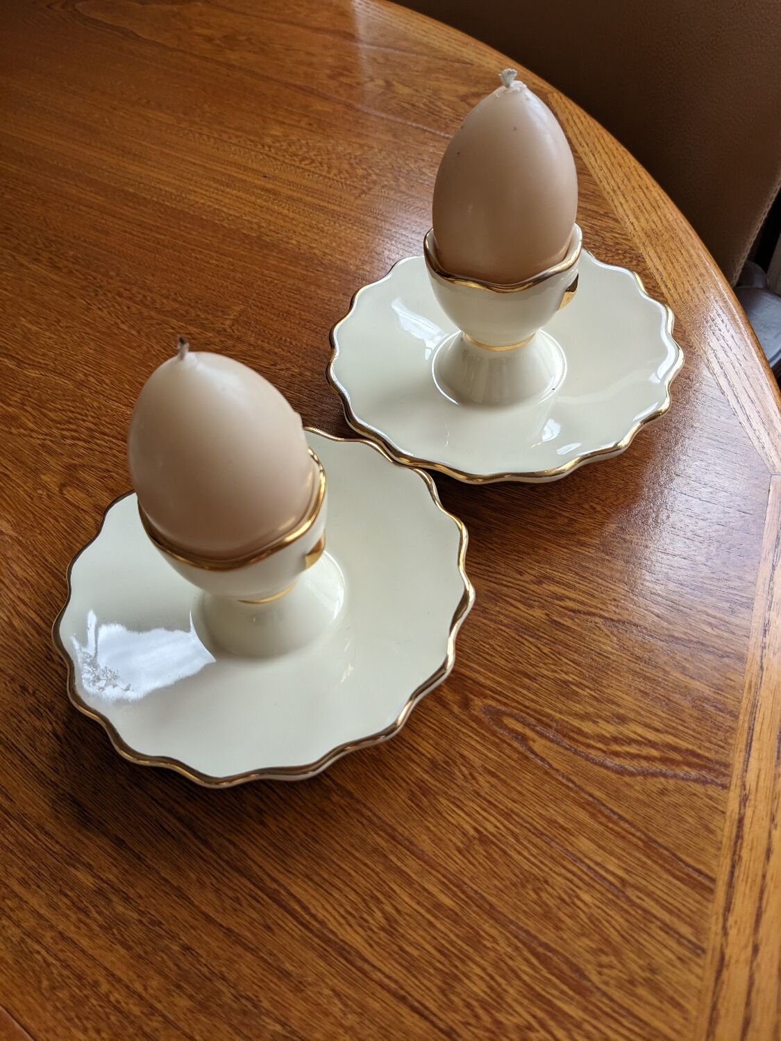 Lot two eggcups ceramic artichoke