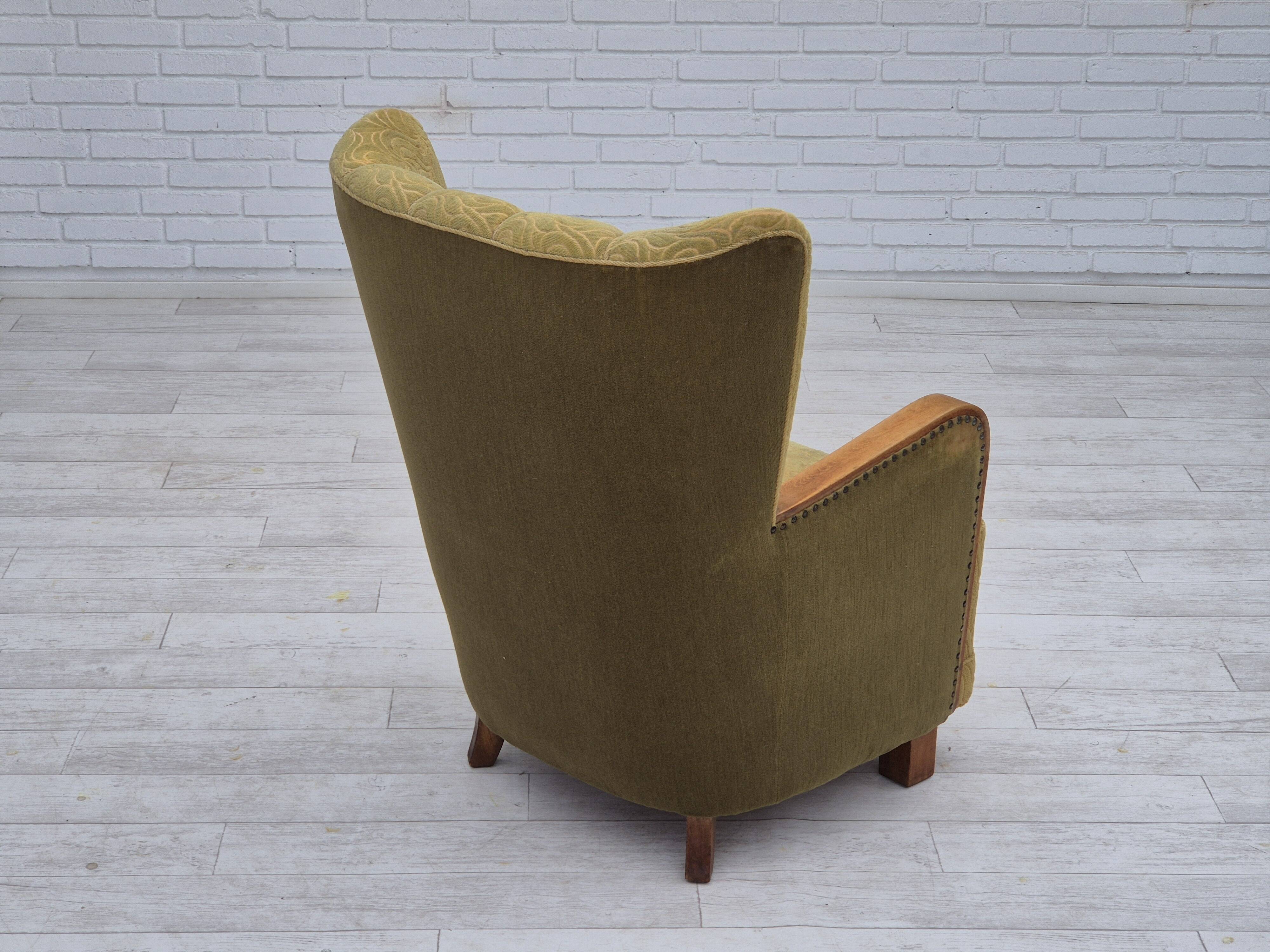 1960s, Danish highback armchair, original condition, cotton/wool.