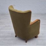 1960s, Danish highback armchair, original condition, cotton/wool.