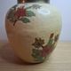 Vintage enamelled brass round vase with handmade floral decoration.