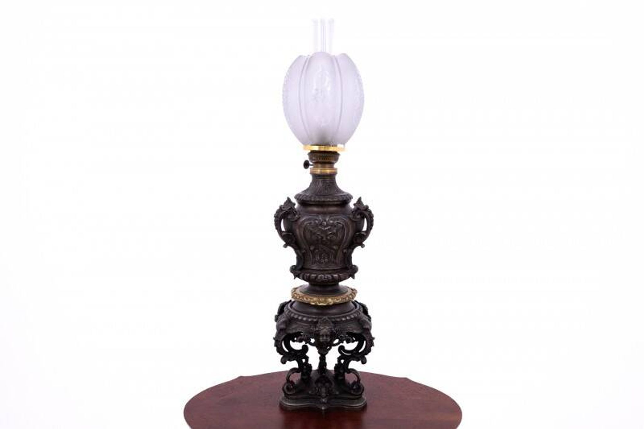 Pair of bronze oil lamps, France, circa 1880.