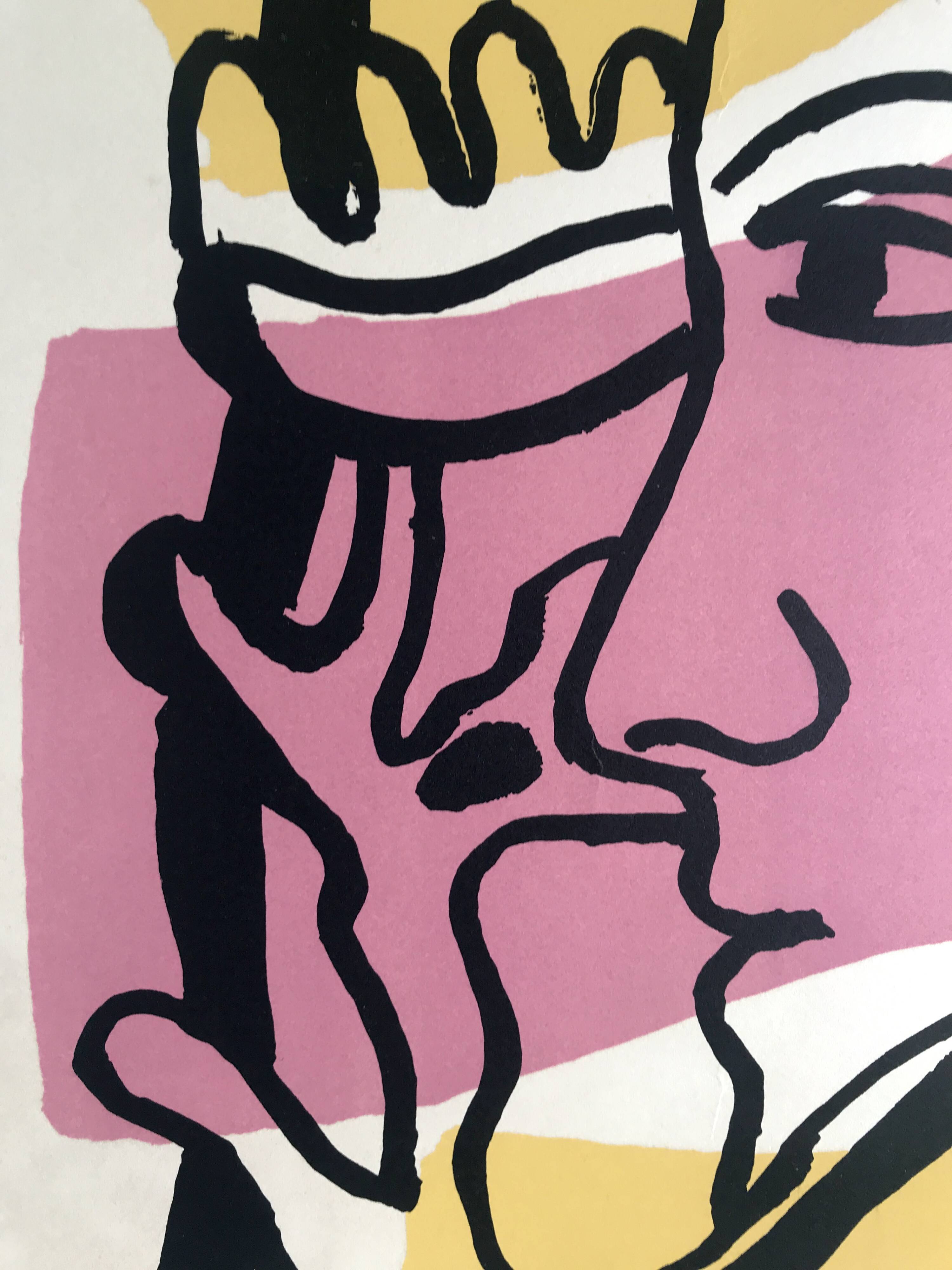 Fernand LEGER, Profile with Flower, c. 1948. Signed and stamped lithograph.