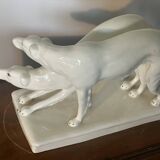 Paire de Barzoi - Lévriers blancs - céramique Art-Deco