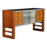 Vintage buffet Palazzi dell'Arte Cantù in walnut and brass, Italy, 1940s.