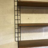 Large beech wood string shelf and black metal Stud