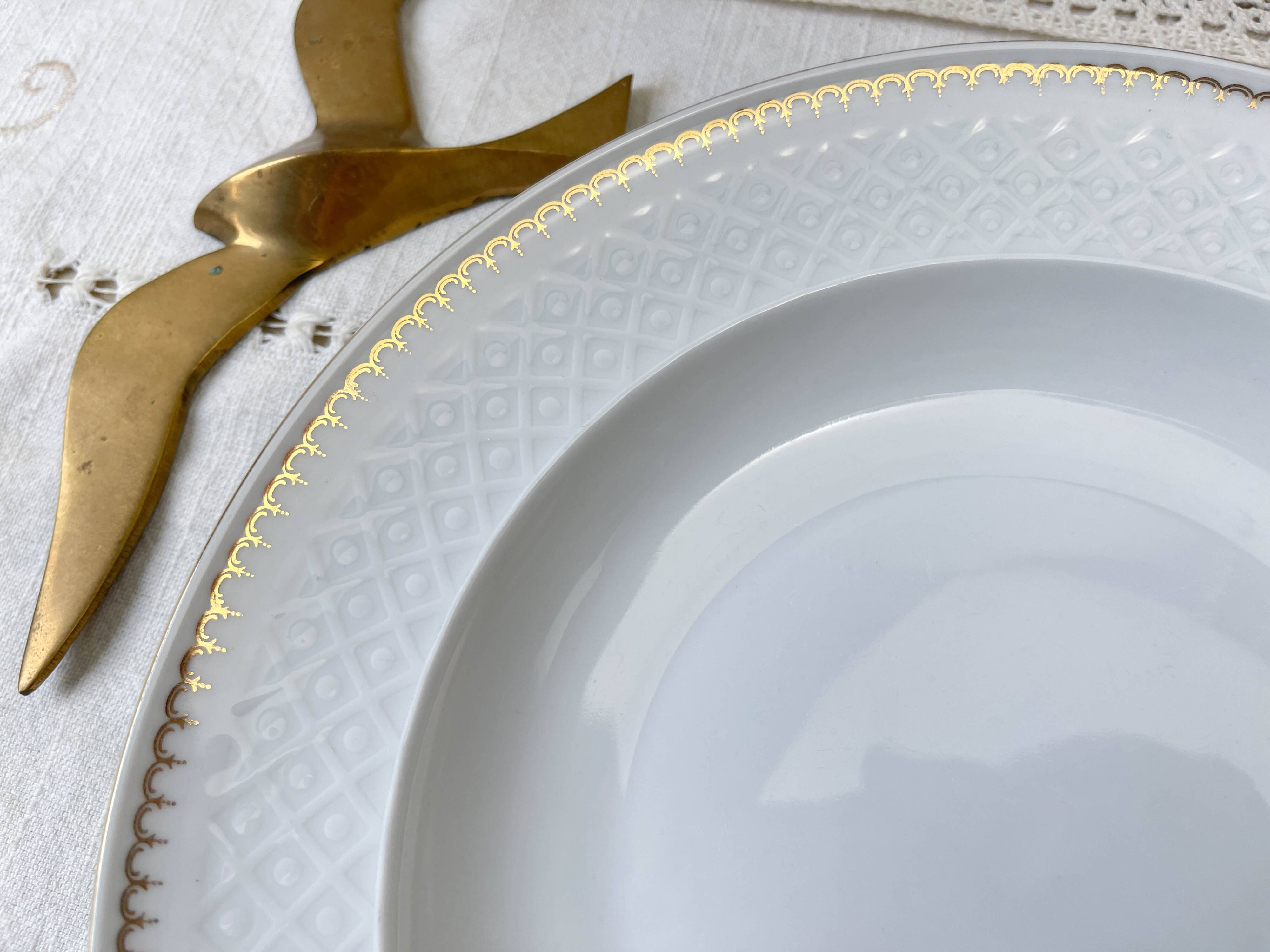 BAVARIA white and gold porcelain deep dish, "Annabell" model -