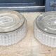 Pair of vintage Erco diamond-tipped glass ceiling lights from the 60s Diameter 35cm