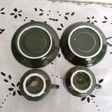 Apilco bistro coffee cups, green and gold