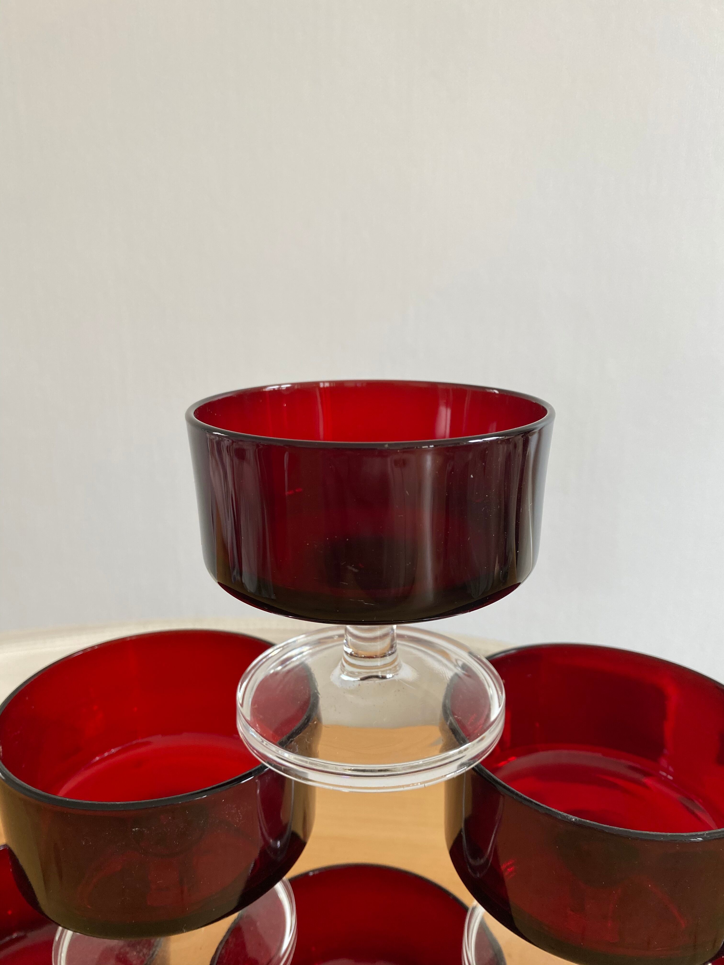 Lot 6 verres modèle Suède rouge de Luminarc vintage