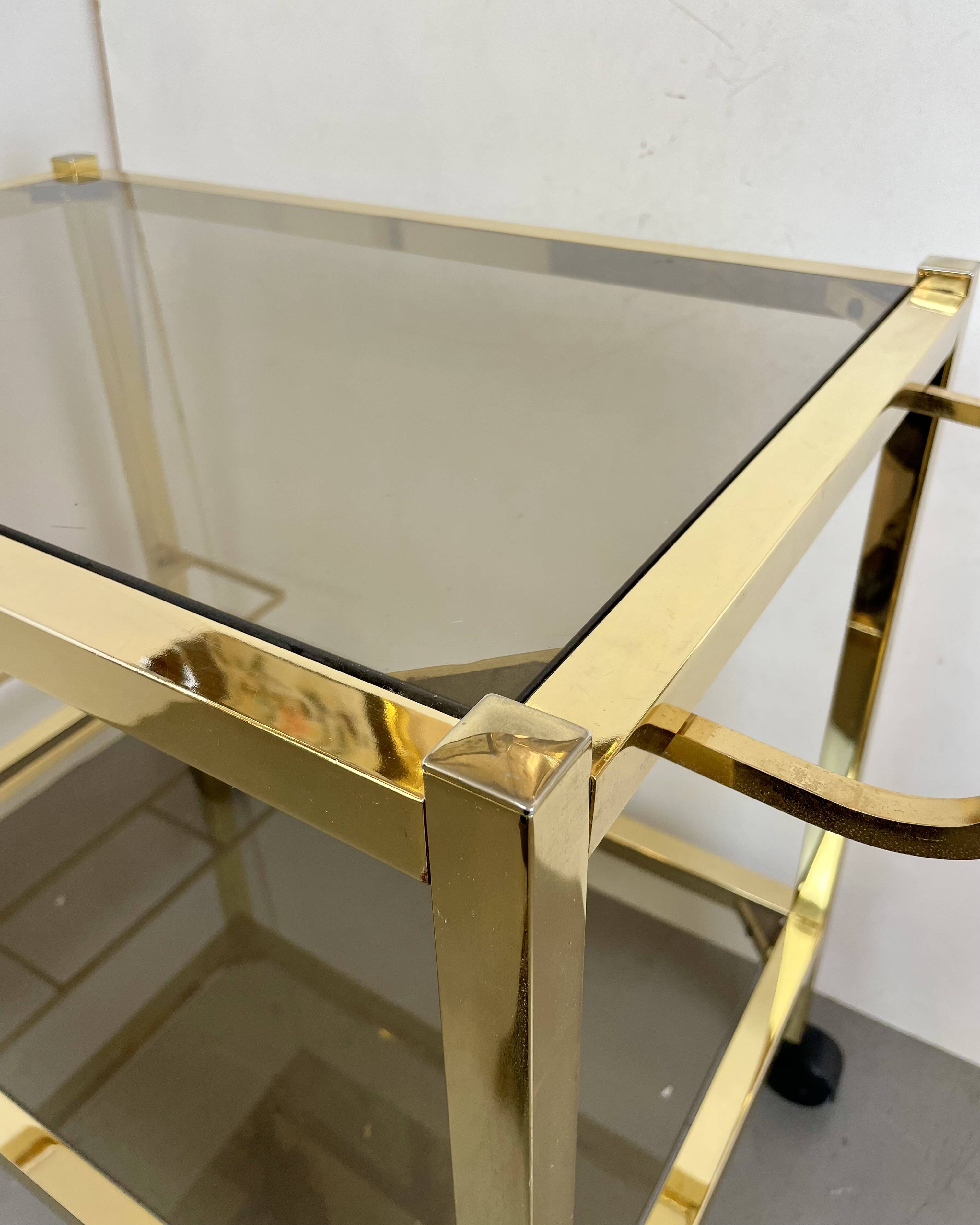 Hollywood Regency Gold Bar Cart, 1980s