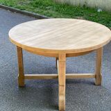 Table à manger ronde extensible de ferme rénovée en bois brut 170cm