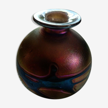 Vase Phoenician Malte 10 cm de haut verre multicolore doré