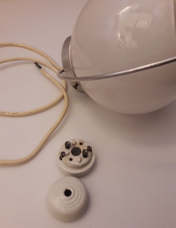 White opaline art deco hanging