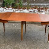Round extendable dining table in Louis XVI style, 100cm with 2 extensions.