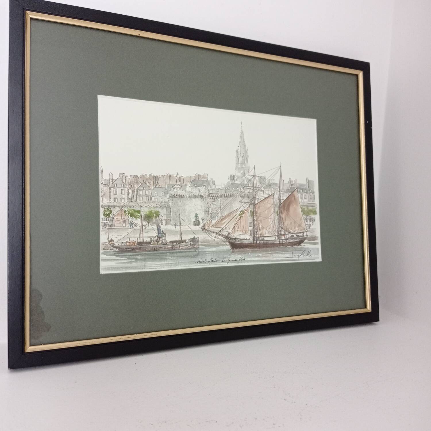 Aquarelle marine signée