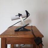 Vintage white lacquered metal spotlight on plastic clamp for Maureva, 1970