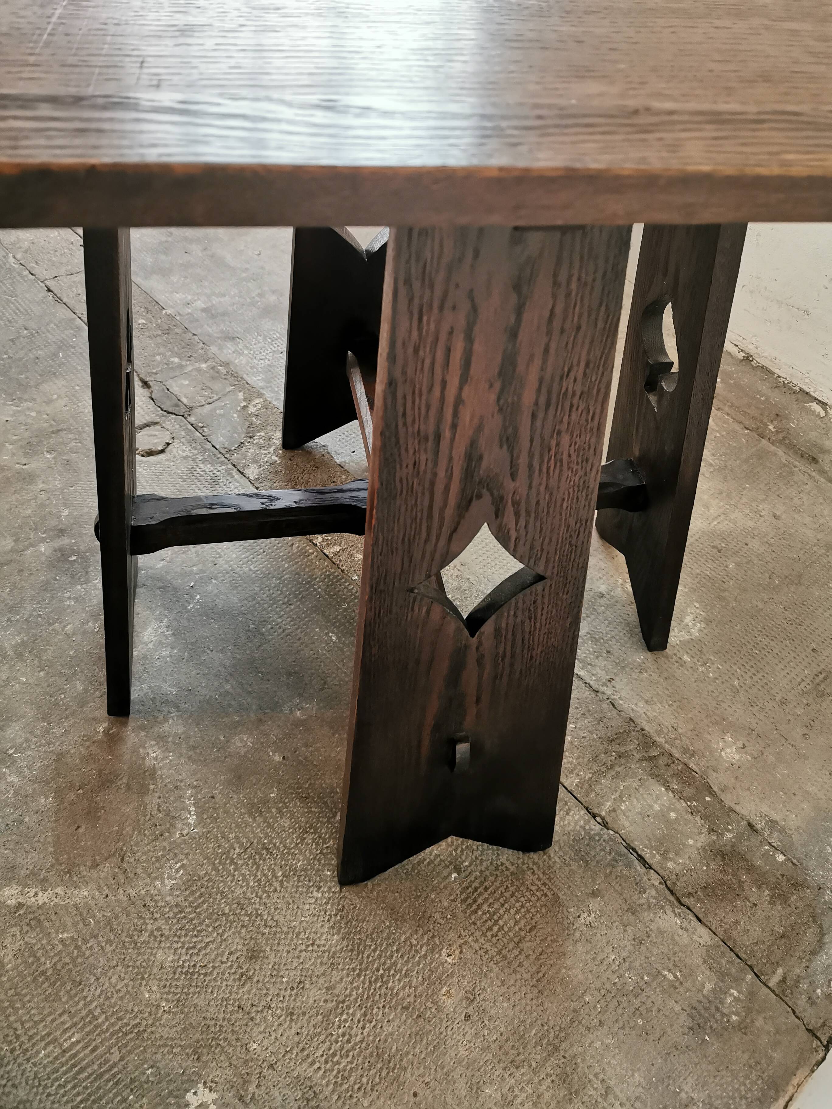 Arts and crafts style oak side table, 1950s